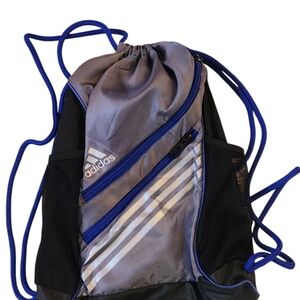 ADIDAS DRAWSTING BACKPACK BLACK GRAY BLUE BAG NEW WITHOUT TAG